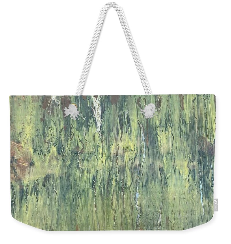 River Weekender Tote Bag featuring the painting Reflections #1 by Duygu Kivanc
