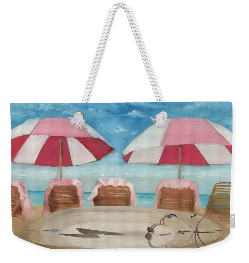 Hawaii Weekender Tote Bag featuring the painting Royal Umbrellas by Juliette Becker