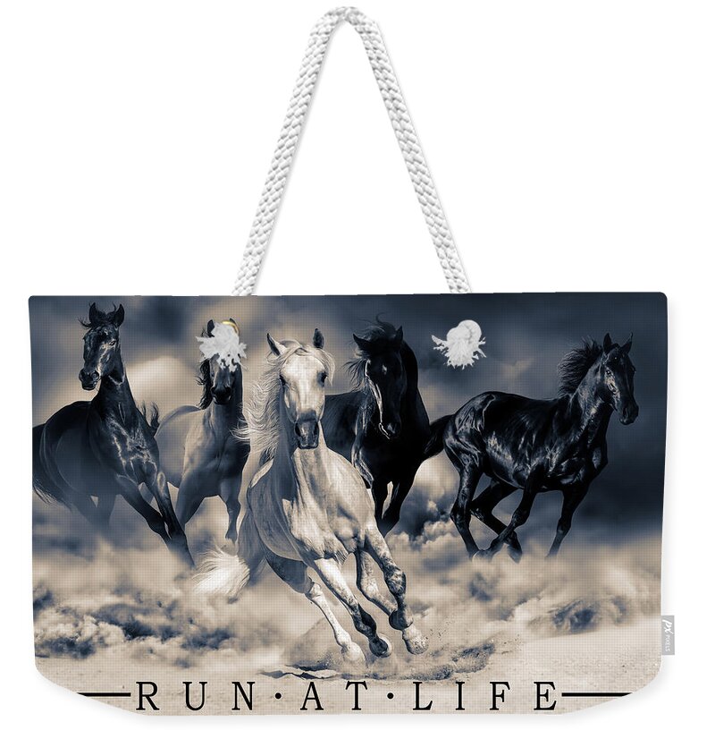 Running Horses Weekender Tote Bag featuring the digital art Running Horses #1 by Steve Ladner