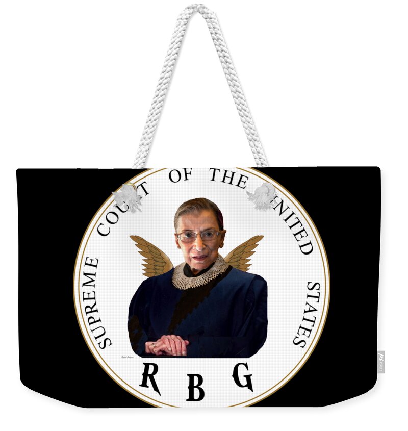 Portraits; Modern; Contemporary; Set Design; Gallery Wall; Art For Interior Designers; Book Cover; Wall Art; Album Cover; Cutting Edge; Rbg; Ruth Bader Ginsburg; Lawyer; Judge; Womens Rights; Civil Liberty Weekender Tote Bag featuring the digital art Ruth Bader Ginsburg - RBG #3 by Rafael Salazar