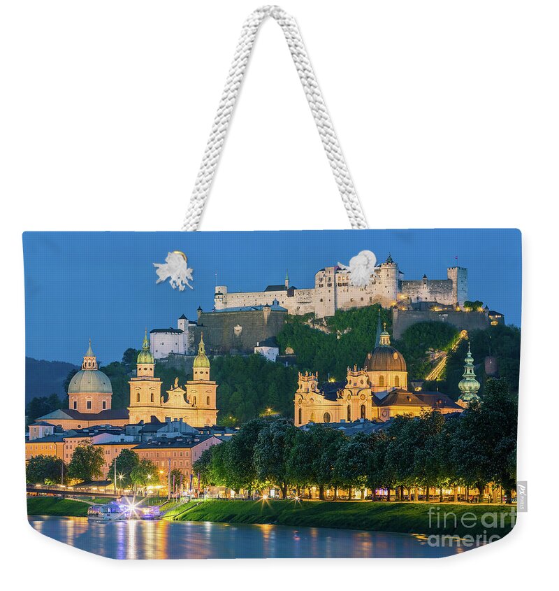 Color Image Weekender Tote Bag featuring the photograph Salzach River in Salzburg, Austria #1 by Henk Meijer Photography