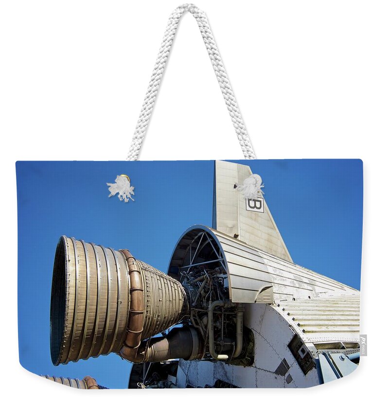 Saturn Weekender Tote Bag featuring the photograph Saturn V Rocket Display #1 by Sean Hannon
