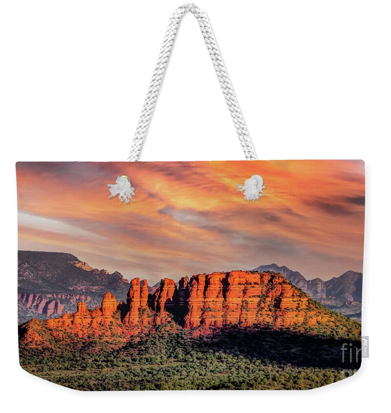 Arizona Weekender Tote Bag featuring the photograph Sedona Redrock Monsoon 1204 by Kenneth Johnson