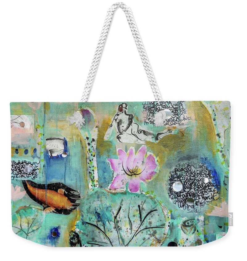 Energetic Weekender Tote Bag featuring the mixed media Self Reflection #2 by Kim Sowa