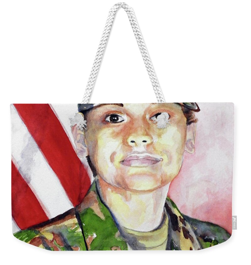 Woman Weekender Tote Bag featuring the painting Soldier #1 by Barbara F Johnson