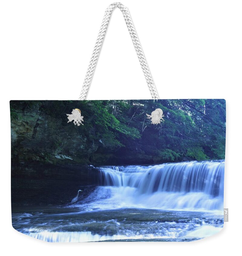  Weekender Tote Bag featuring the photograph South Chagrin w Crane by Brad Nellis