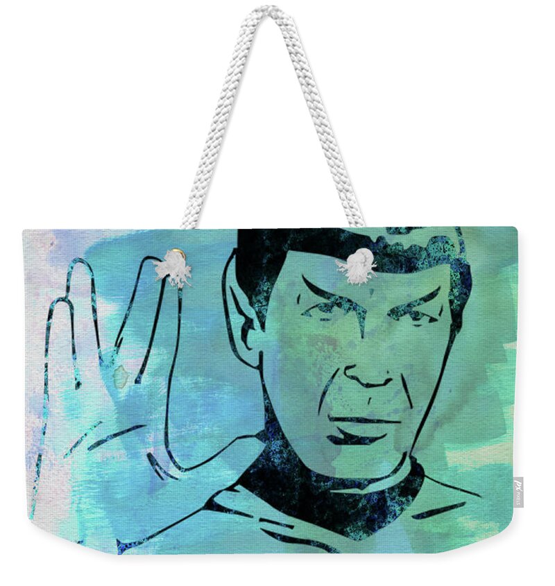 Spock Weekender Tote Bag featuring the mixed media Spock Watercolor by Naxart Studio