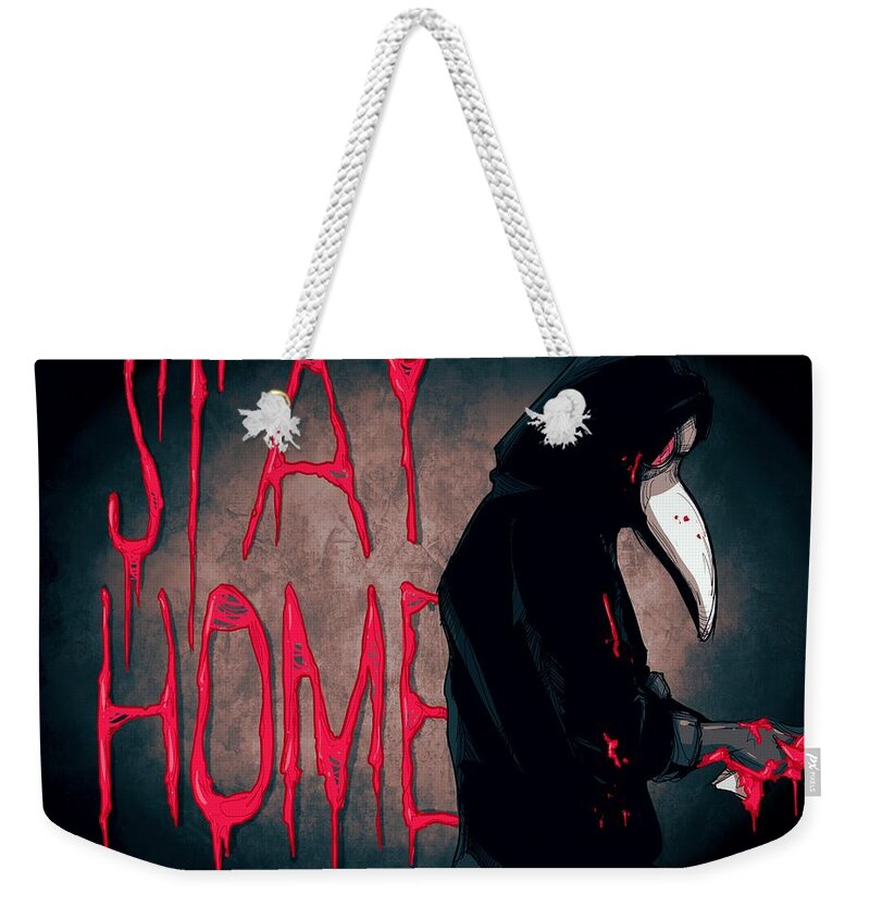 Plague Doctor Weekender Tote Bag featuring the drawing Stay Home by Ludwig Van Bacon