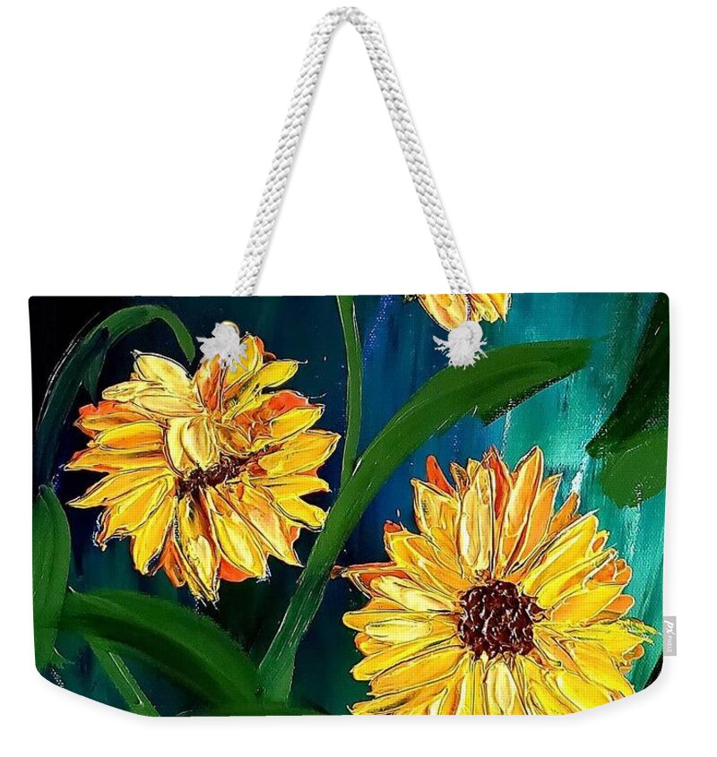  Weekender Tote Bag featuring the painting Sunflowers #1 by Amy Kuenzie