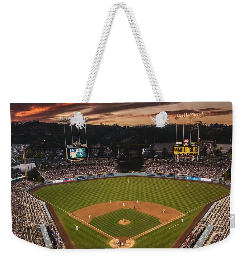 Sunset over Dodger Stadium Weekender Tote Bag by Mountain Dreams