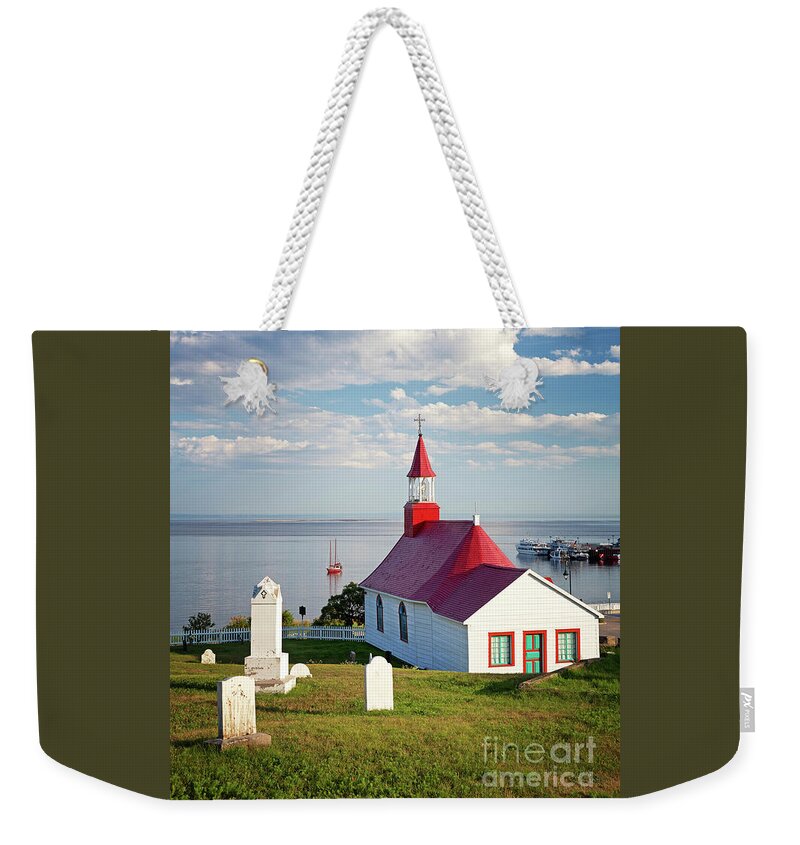America Weekender Tote Bag featuring the photograph Tadoussac Chapel #1 by Jane Rix