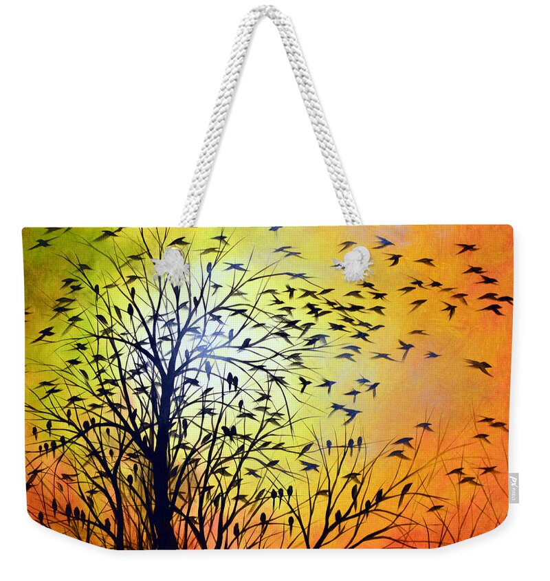 Flying Birds Weekender Tote Bag featuring the painting Taking Flight #1 by Amy Giacomelli