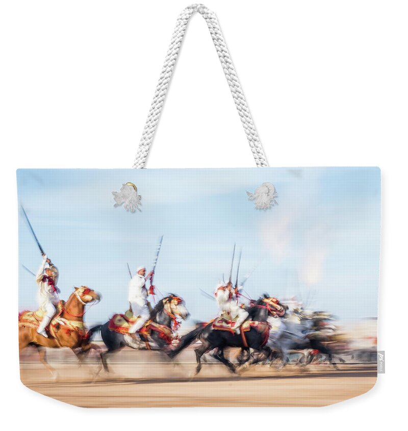 Festival Weekender Tote Bag featuring the photograph Tbourida Festival by Arj Munoz