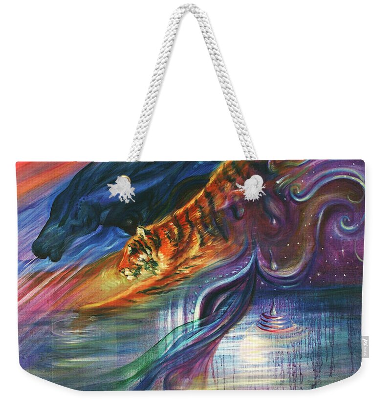 Masks Weekender Tote Bag featuring the mixed media Tears of the Tiger #1 by Sofanya White