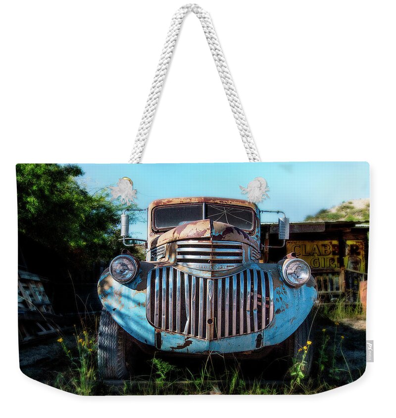 Vintage Truck Weekender Tote Bag featuring the photograph Teeth and Rust #1 by Carmen Kern