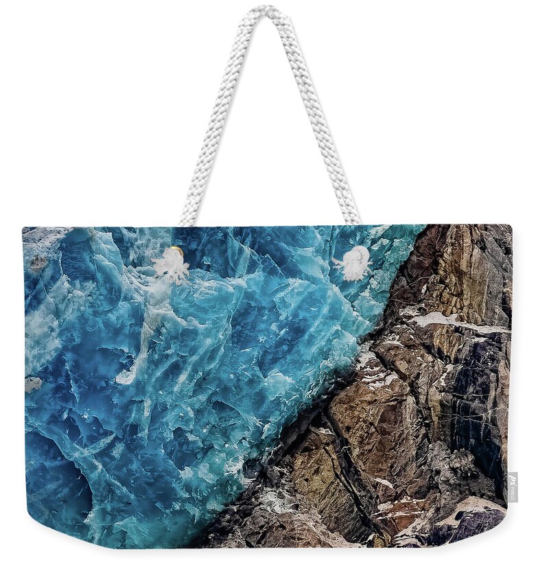 Rock And Ice Weekender Tote Bag featuring the photograph The Edge Of Connection #1 by Louise Lindsay
