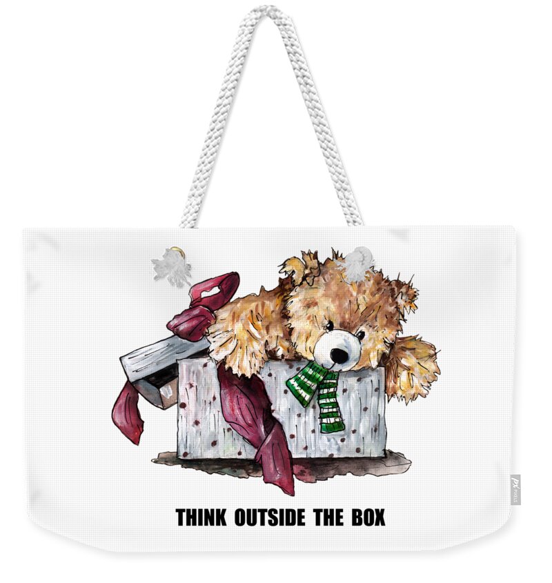Teddies Weekender Tote Bag featuring the painting Think Outside The Box #1 by Miki De Goodaboom