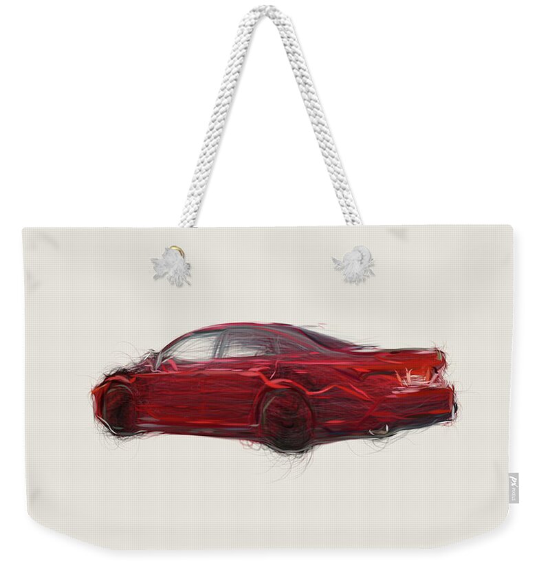 Toyota Weekender Tote Bag featuring the digital art Toyota Avalon TRD Car Drawing #1 by CarsToon Concept