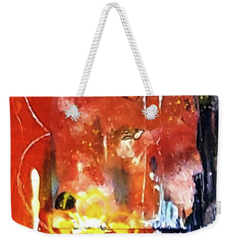 Abstract Weekender Tote Bag featuring the painting Untitled #1 by Karen Lillard