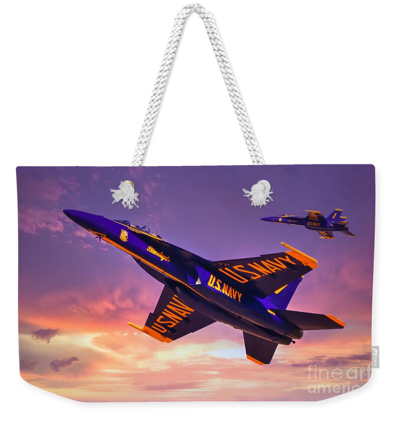 Top Gun Weekender Tote Bag featuring the photograph U.S. Navy Flight Demonstration Squadron - The Blue Angels #1 by Sam Antonio