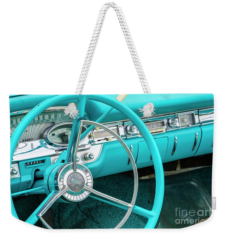 1959 Weekender Tote Bag featuring the photograph Vintage Edsel Automobile #1 by Raul Rodriguez
