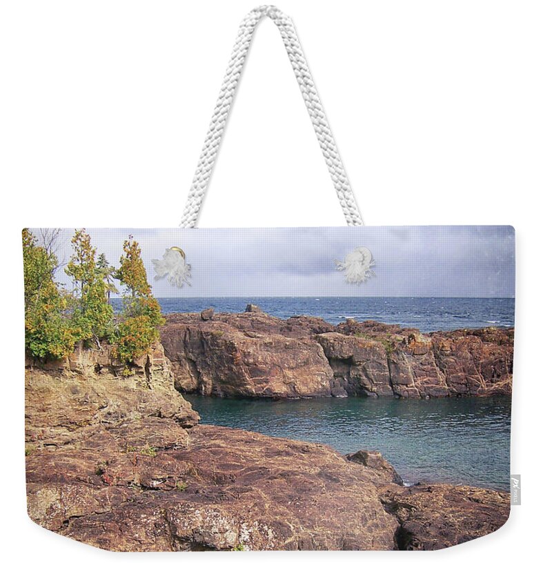 Grunge Weekender Tote Bag featuring the photograph Vintage Lake Superior #1 by Phil Perkins
