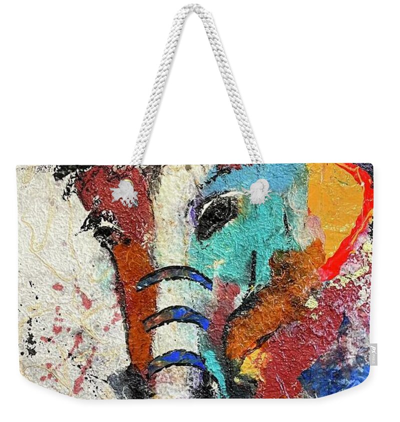 Indian Horse Weekender Tote Bag featuring the painting War Horse #1 by Elaine Elliott