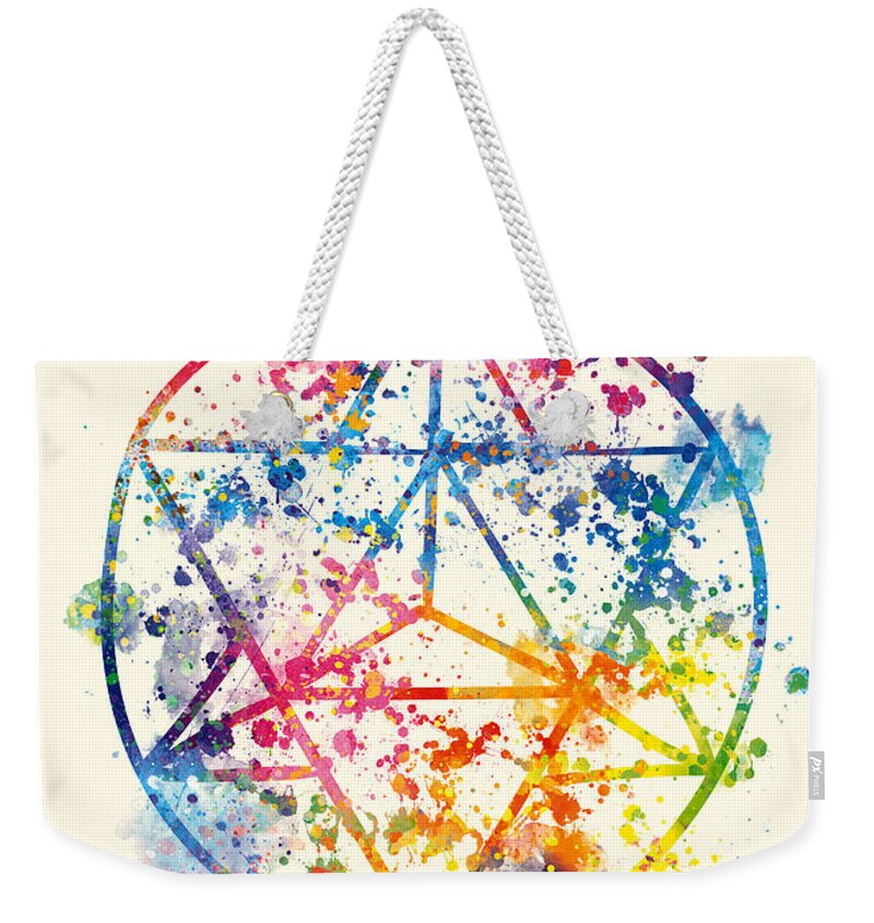 Watercolor Weekender Tote Bag featuring the painting Watercolor - Sacred Geometry For Good Luck by Vart by Vart