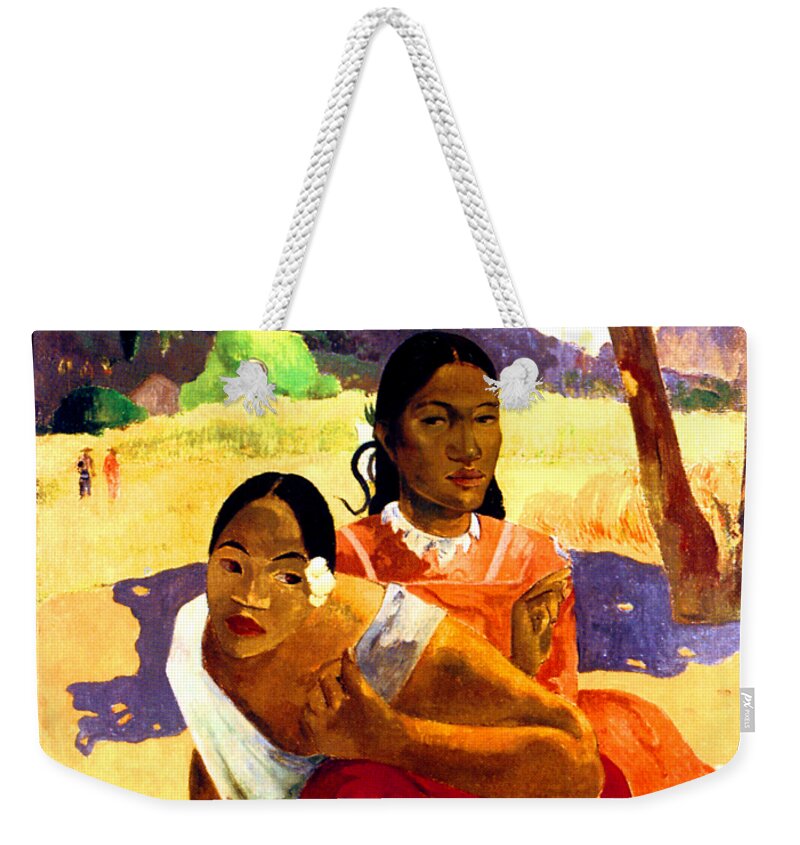 Gauguin Weekender Tote Bag featuring the painting When Will You Marry 1892 #1 by Paul Gauguin