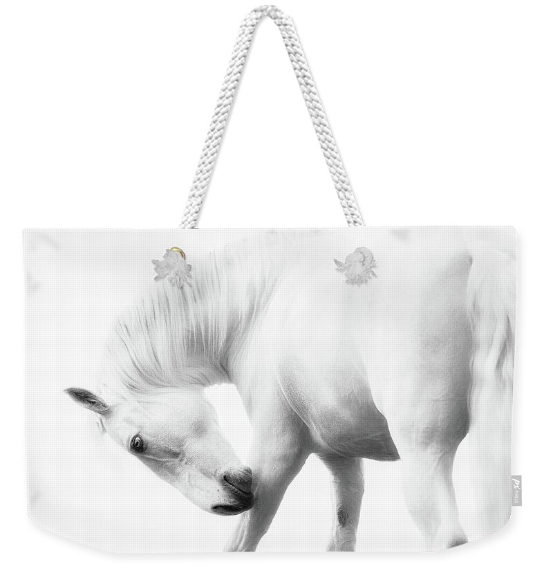 Horse Weekender Tote Bag featuring the photograph White Knight II - Horse Art #1 by Lisa Saint