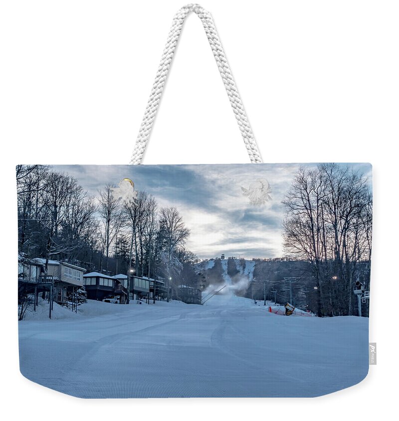 Sun Weekender Tote Bag featuring the photograph Skiing At The North Carolina Skiing Resort In February #10 by Alex Grichenko