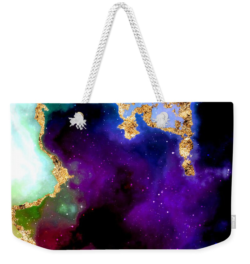 Holyrockarts Weekender Tote Bag featuring the mixed media 100 Starry Nebulas in Space Abstract Digital Painting 003 by Holy Rock Design