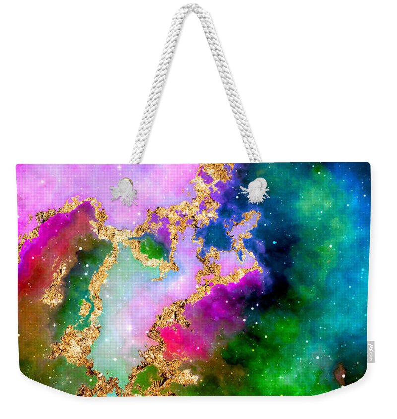 Holyrockarts Weekender Tote Bag featuring the mixed media 100 Starry Nebulas in Space Abstract Digital Painting 006 by Holy Rock Design