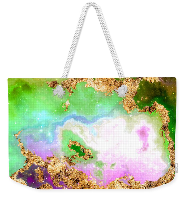 Holyrockarts Weekender Tote Bag featuring the mixed media 100 Starry Nebulas in Space Abstract Digital Painting 010 by Holy Rock Design