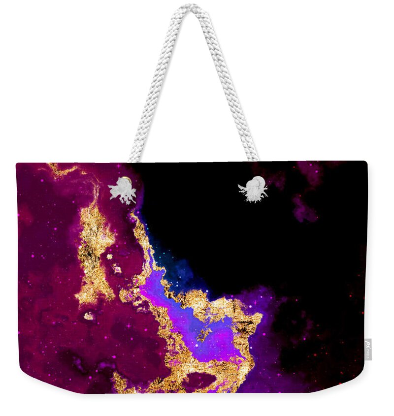 Holyrockarts Weekender Tote Bag featuring the mixed media 100 Starry Nebulas in Space Abstract Digital Painting 018 by Holy Rock Design