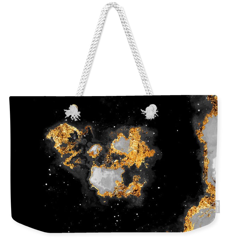 Holyrockarts Weekender Tote Bag featuring the mixed media 100 Starry Nebulas in Space Black and White Abstract Digital Painting 116 by Holy Rock Design