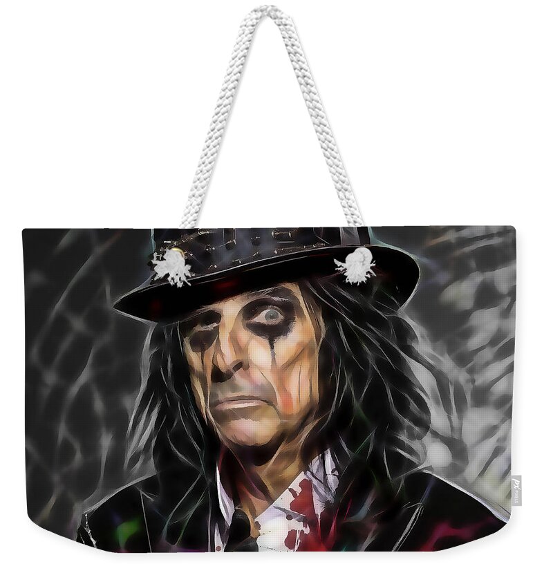 Alice Cooper Weekender Tote Bag featuring the mixed media Alice Cooper Collection #12 by Marvin Blaine