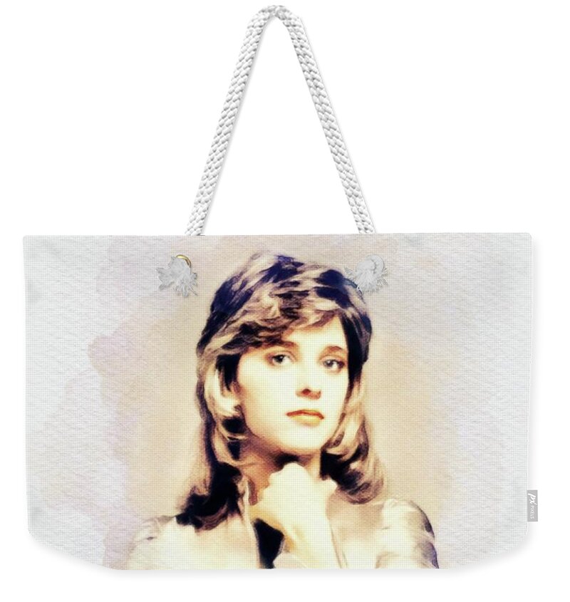 Suzi Weekender Tote Bag featuring the digital art Suzi Quatro, Music Legend #13 by Esoterica Art Agency