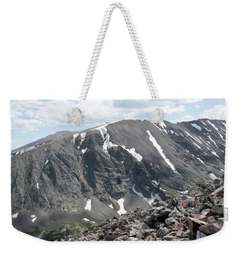 Nature Weekender Tote Bag featuring the photograph 14er Mountain Climb by Nathan Wasylewski