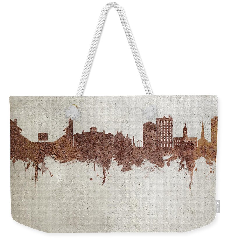 Athens Weekender Tote Bag featuring the digital art Athens Georgia Skyline #15 by Michael Tompsett