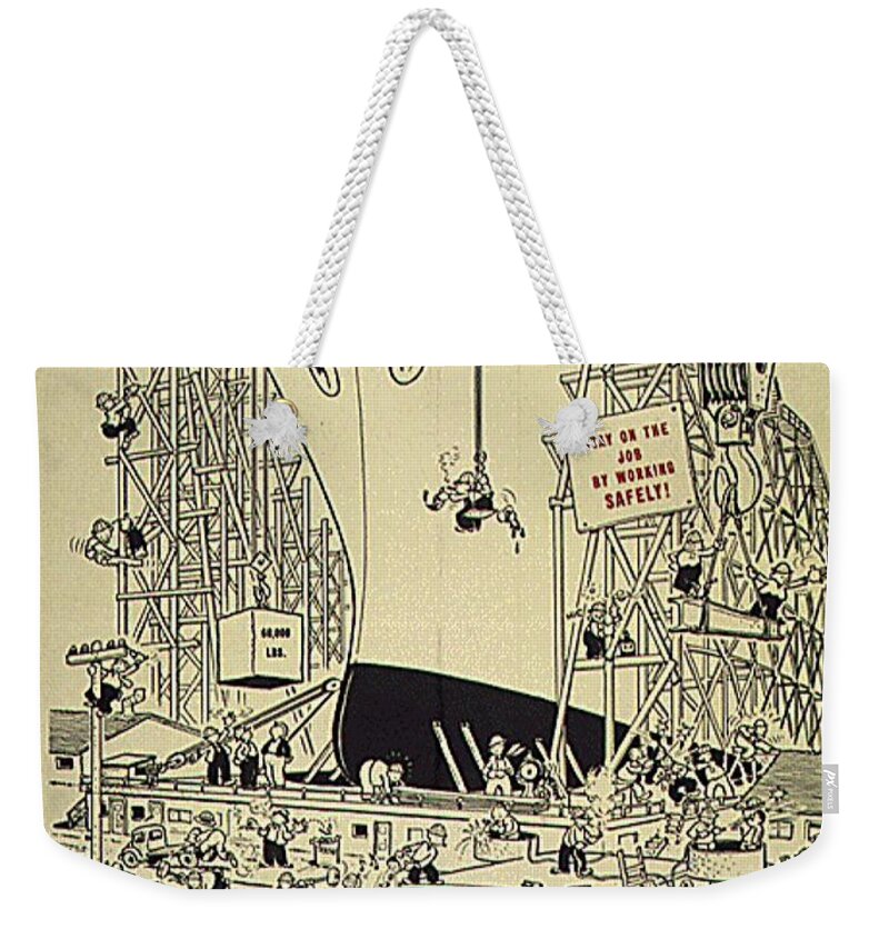 Ww2 Weekender Tote Bag featuring the mixed media Vintage War Poster #1516 by World Art Collective