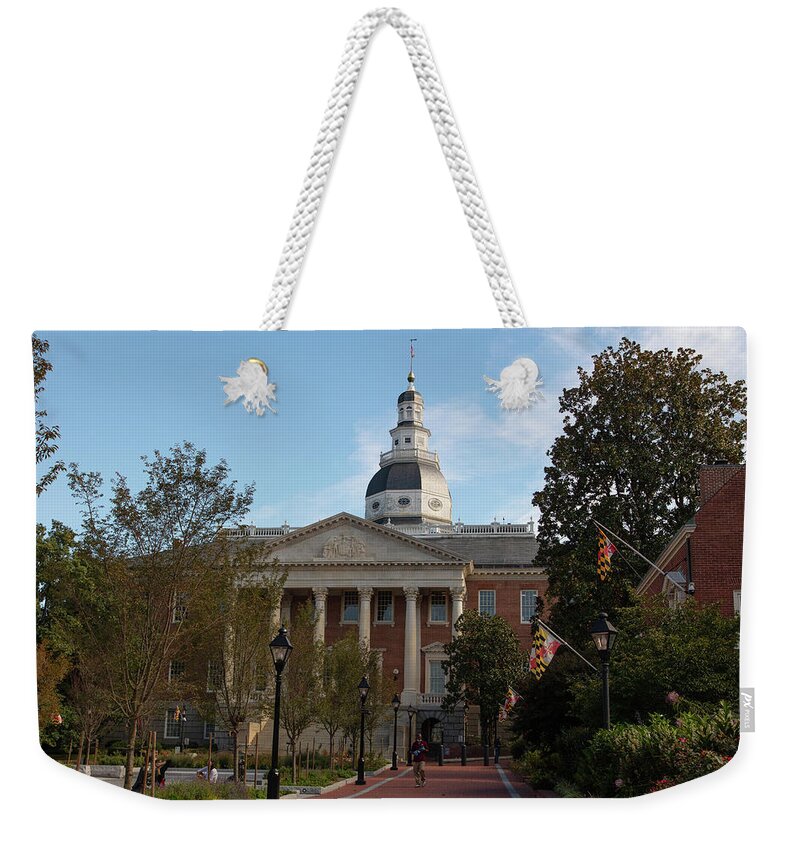 Founding Fathers Weekender Tote Bag featuring the photograph Maryland state capitol building in Annapolis Maryland #16 by Eldon McGraw