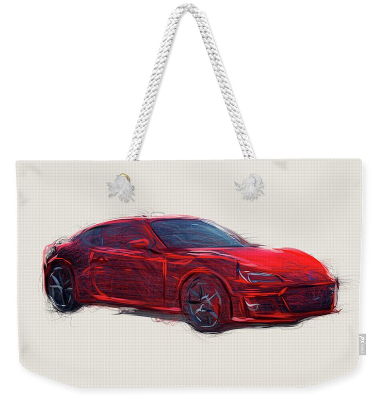Subaru Weekender Tote Bag featuring the digital art Subaru BRZ Car Drawing #16 by CarsToon Concept
