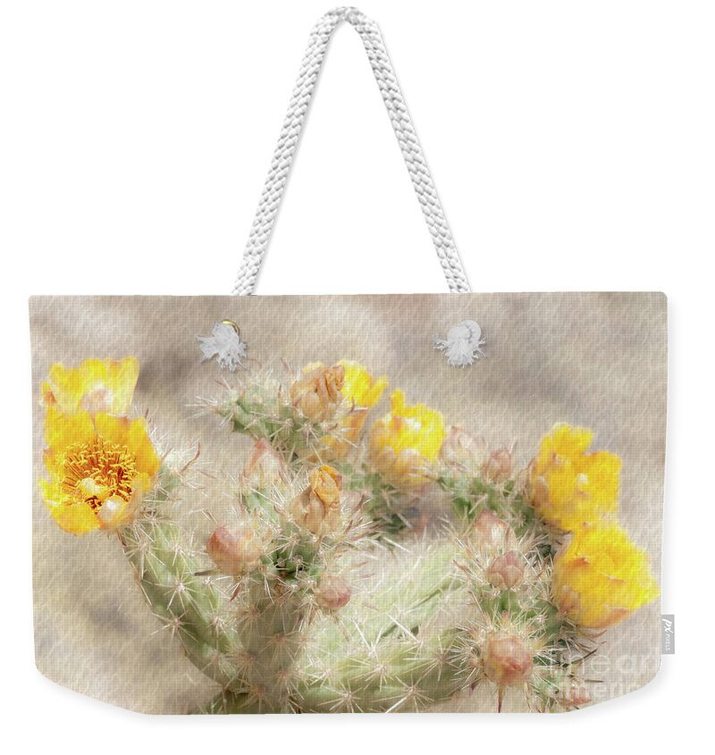 Cactus Weekender Tote Bag featuring the photograph 1624 Watercolor Cactus Blossom by Kenneth Johnson