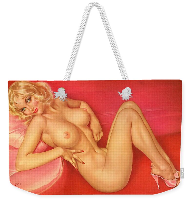 Pinup Weekender Tote Bag featuring the mixed media Vintage Pinup Art #178 by World Art Collective