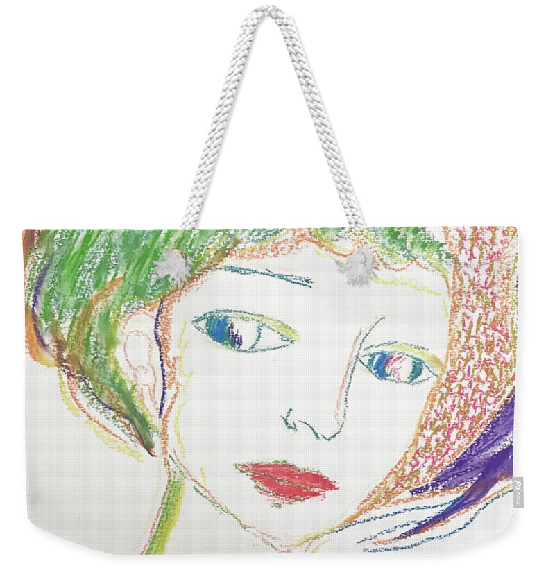 Portrait Weekender Tote Bag featuring the pastel Portrait #5 by Hikaru Yamamoto