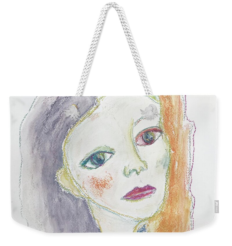 Portrait Weekender Tote Bag featuring the pastel Portrait #6 by Hikaru Yamamoto
