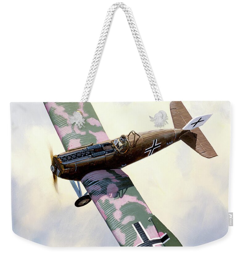 Aircraft Weekender Tote Bag featuring the painting Junkers J-1 Blechesel by Jack Fellows