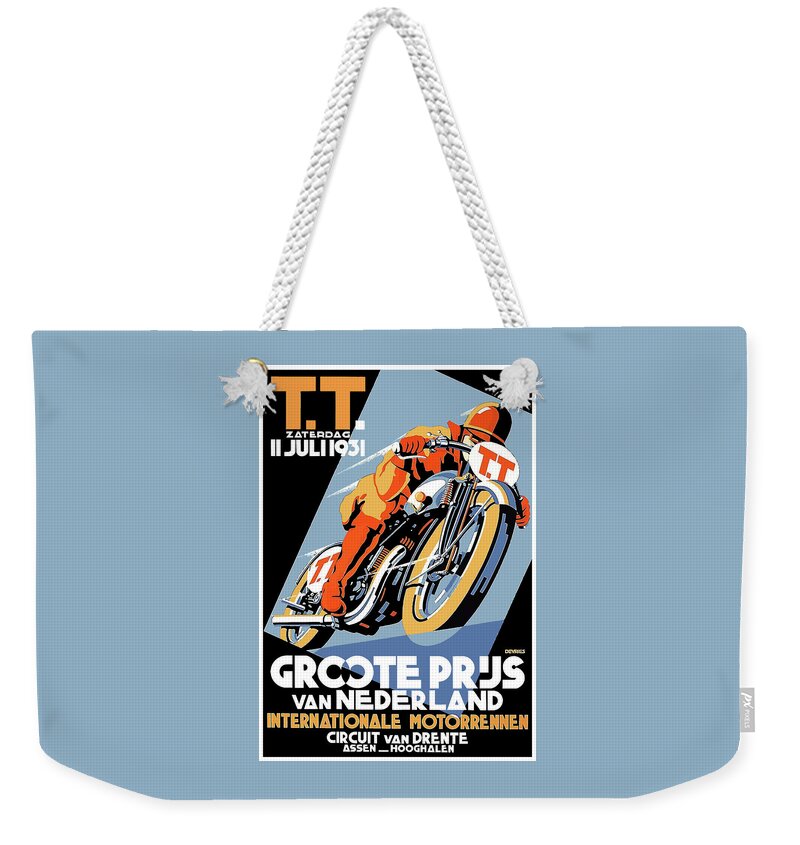 1931 Netherlands Motorcycle Grand Prix Poster Weekender Tote Bag by Retro Graphics