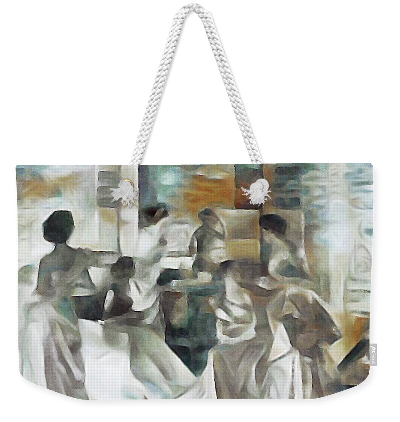 1940s Charles James Evening Gowns Weekender Tote Bag featuring the mixed media 1940s Charles James Evening Gowns by Susan Maxwell Schmidt
